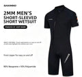 2mm Men’s Shorty Wetsuit - Front Zip Neoprene Short-Sleeve Dive Suit for Surfing, Snorkeling & Water Sports