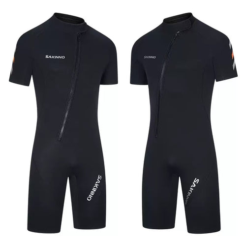 2mm Men’s Shorty Wetsuit - Front Zip Neoprene Short-Sleeve Dive Suit for Surfing, Snorkeling & Water Sports