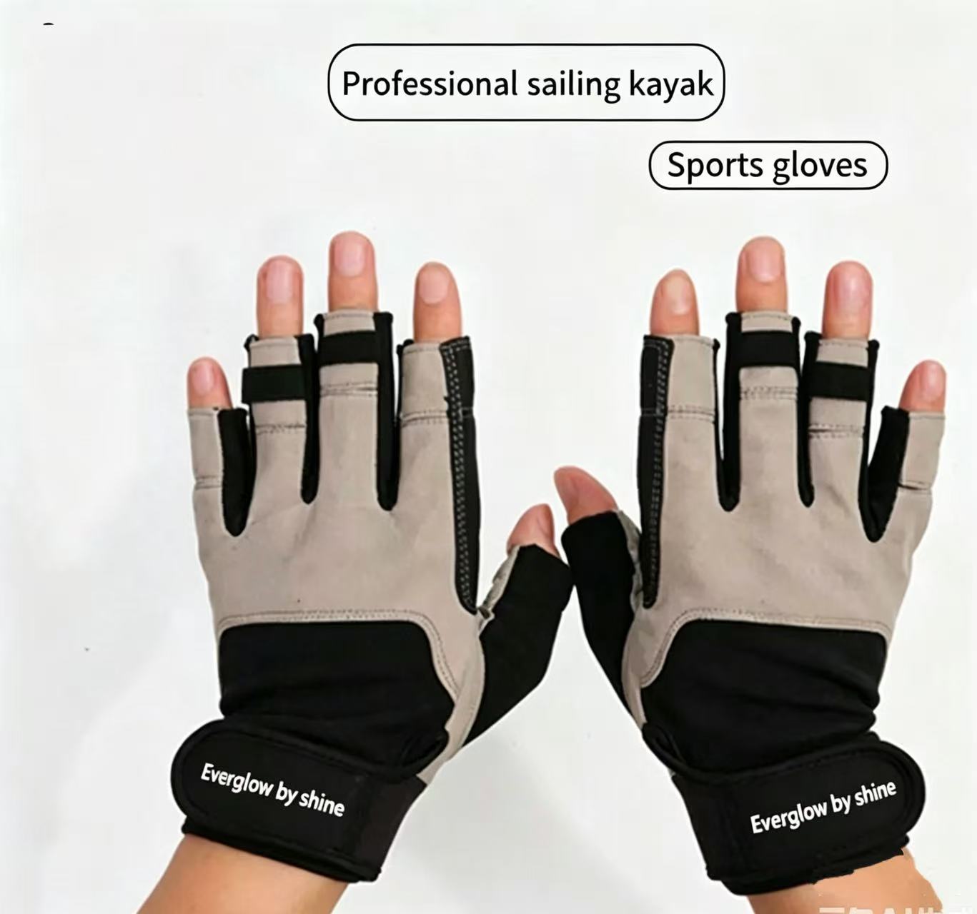 Custom Logo Half-Finger Sailing Gloves, Non-Slip Kayaking & Boating Gloves, Water Sports Gloves for Men & Women, Logo Customizable