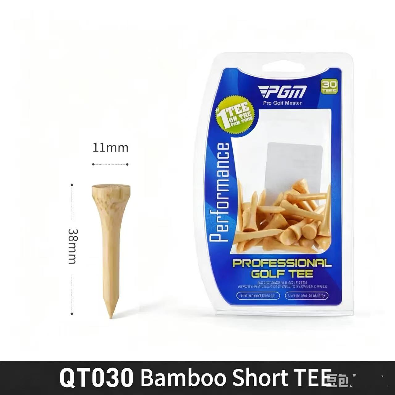 Premium Bamboo Golf Tees | Depth Marker Height Control, Eco-Friendly Wooden Golf Tees, 30-Pack