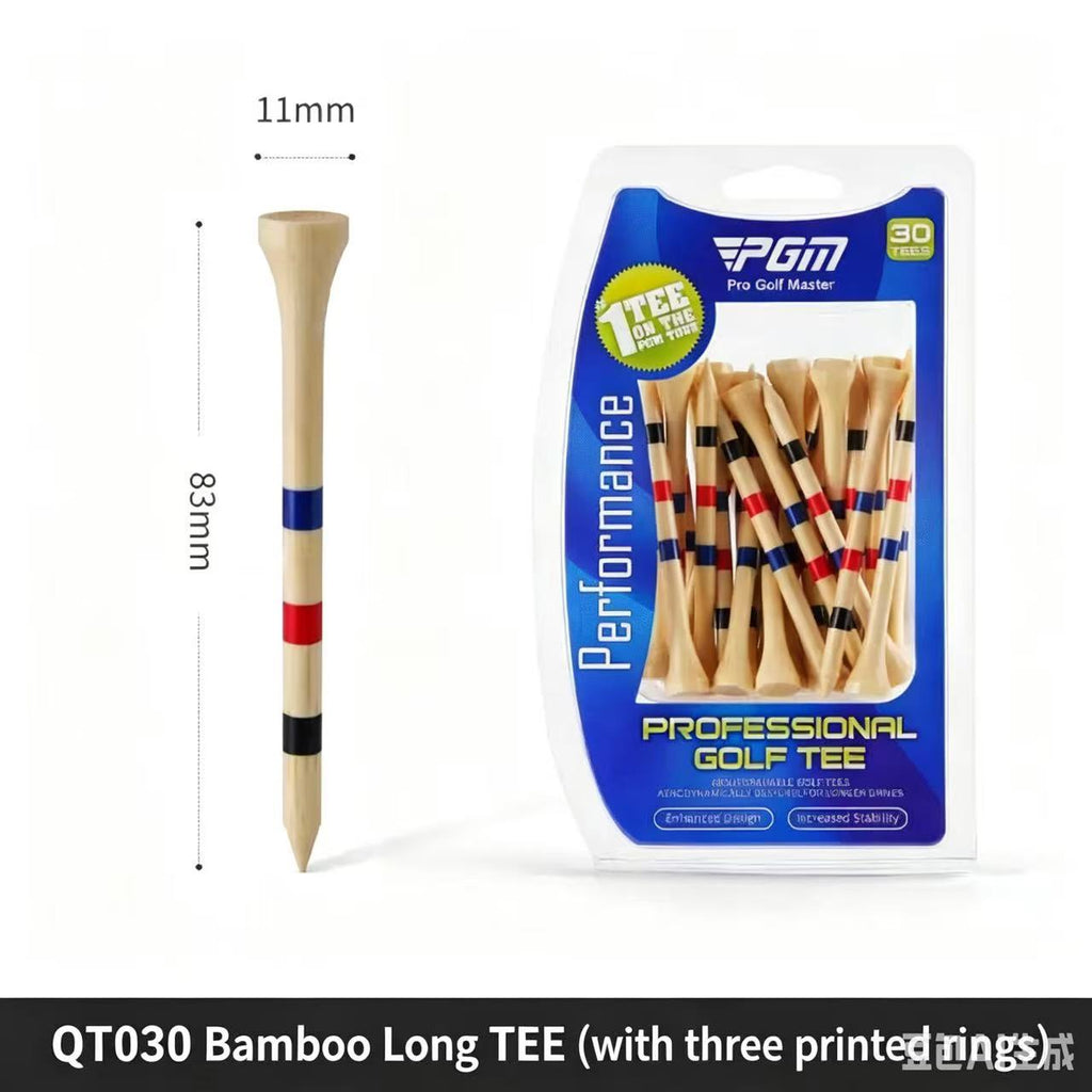 Premium Bamboo Golf Tees | Depth Marker Height Control, Eco-Friendly Wooden Golf Tees, 30-Pack
