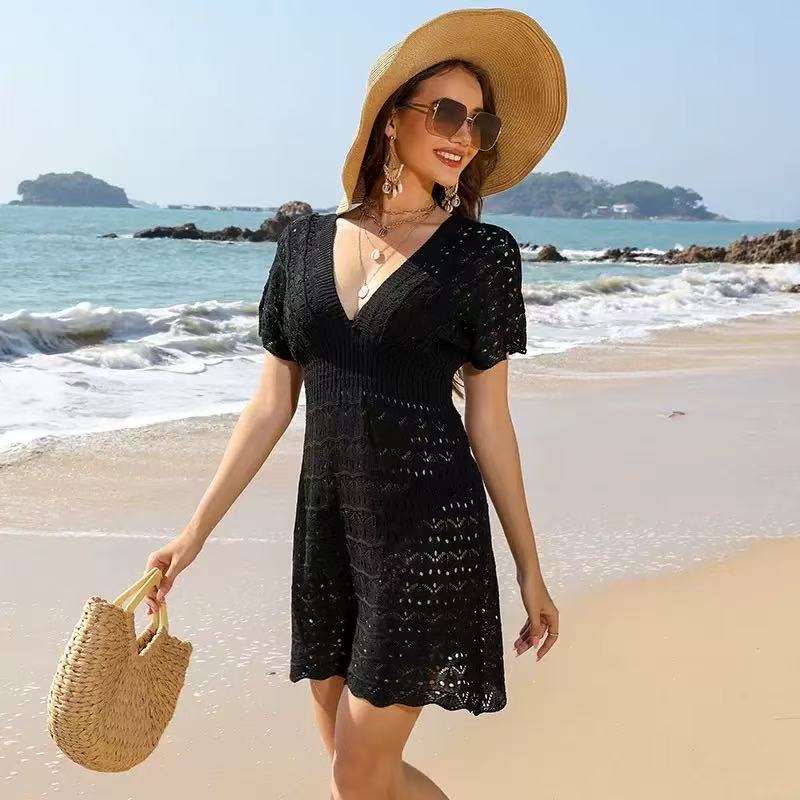 Bohemian Crochet Beach Cover-Up | Loose Knit Sheer Tunic for Swimwear