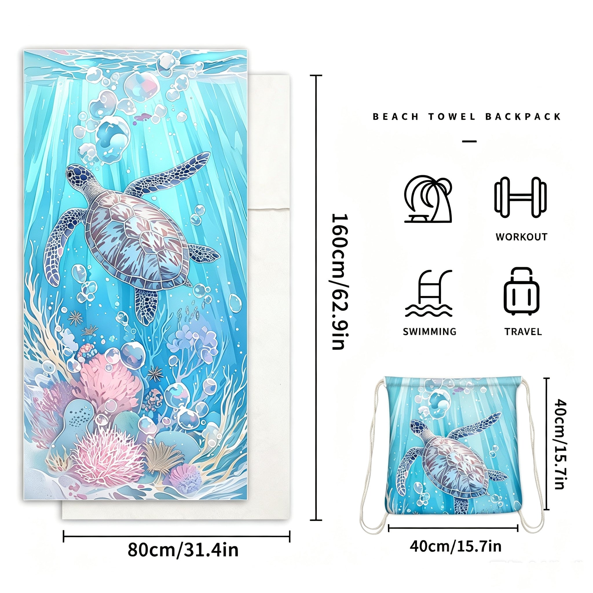 2-in-1 Beach Towel  Backpack | Assorted Printes
