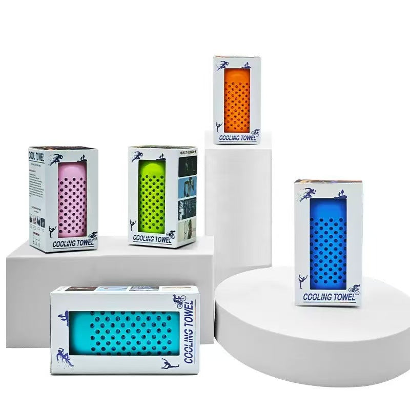 Cooling Towel with Portable Clip-On Case - Instant Ice Cold Sports Towel for Gym, Running & Yoga